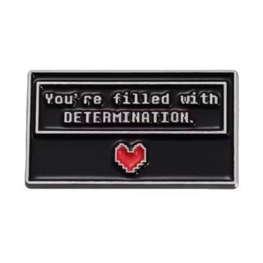 Imagem de You Are You're Filled With Determination Heart Undertale Sans Papyrus Indie Video Game 3 cm Emblema de pino esmaltado, 1.2 Inches, Esmalte, Esmalte