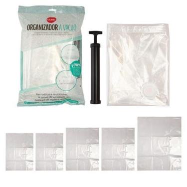 Imagem de 5 Sacos A Vacuo Organizador De Roupas + Bomba Plástica - Clink
