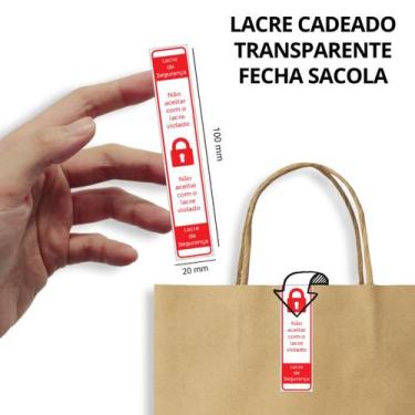 Imagem de 500 Lacres Adesivos de Segurança  Cadeado Vermelho  Tam. 10 x 2 Cm  - 