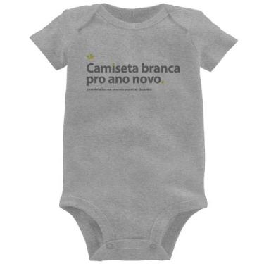 Imagem de Body Bebê Camiseta branca de ano novo - Foca na Moda, Cinza, G