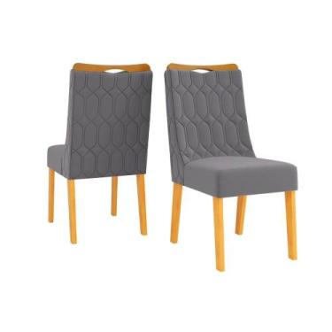 Imagem de Kit 2 Cadeiras Sala Jantar Bia Cedro/Suede Lunar Grafite - DJ Móveis