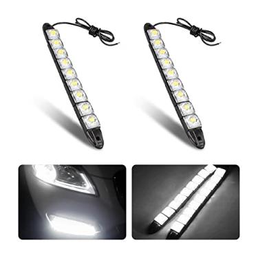 Imagem de HIPOPY Kit de 2 peças de 9 fitas de LED para corrida diurna, luz de neblina de ponto brilhante flexível, sequencial intermitente, luz de folga de alta potência, acessórios automotivos universais para muitos carros (branco)