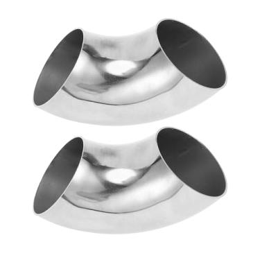 Imagem de Motoforti 2 peças 90 graus mandril curva cotovelo carro modificado tubo de escape tubulação 6.3 cm espessura OD 1,0 mm/19GA 63x152x1,0 mm aço inoxidável 304 tom prata