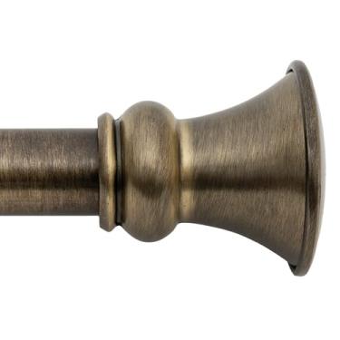 Imagem de Deco Window Varão de cortina ajustável para janelas de 45,7 a 111 cm (pacote com 1) mastro extensível de ferro de 2,5 cm com acabamentos para cortina de porta francesa montados na parede (latão)