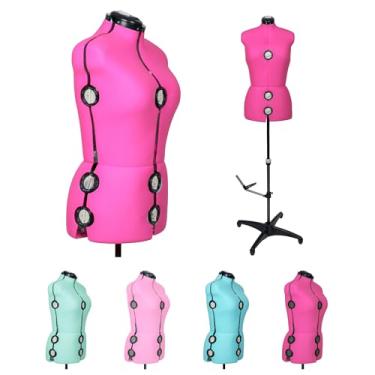 Imagem de BHD BEAUTY Rosy Pink 13 Dials Feminino Tecido Ajustável Manequim Vestido Manequim Para Costura, Corpo Manequim Torso Com Suporte Tripé, Altura Do Ombro De Até 70" (Xl)