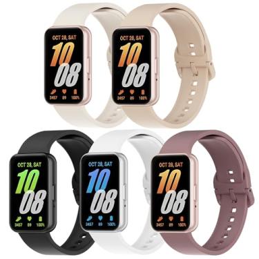 Imagem de Pacote com 5 pulseiras de silicone compatíveis com Samsung Galaxy Fit 3, macias, ajustáveis, esportivas, respiráveis, pulseira de reposição para smartwatch Galaxy Fit 3 SM-R390