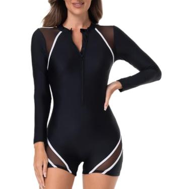 Imagem de FEOYA Maiô feminino de manga comprida Rash Guard FPS 50+ 2025, Branco branco, GG