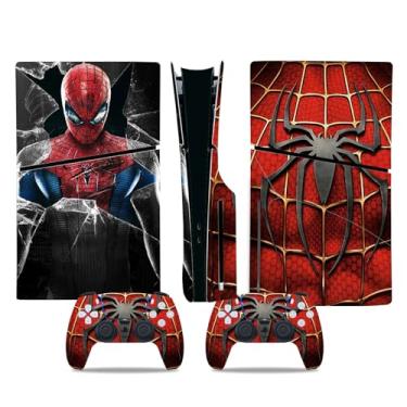 Imagem de Capa de decalque para PS5 Slim Console e Controllers Disk Edition, acessórios de console PS5, adesivos de vinil para PlayStation 5 Slim - vermelho e azul