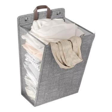 Imagem de Cesto Roupa Suja Limpa Dobrável Adesivo Parede Organizador