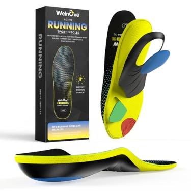 Imagem de Welnove Palmilhas para fascite plantar – Palmilhas esportivas de suporte de arco para corrida, caminhada e ficar em pé o dia todo – absorção de choque, alívio da dor no calcanhar, inserção de esporão