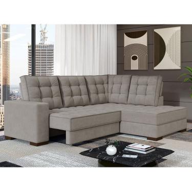 Imagem de Sofá Canto Retrátil e Reclinável Munique Tamanho 220cm X 175cm Bege