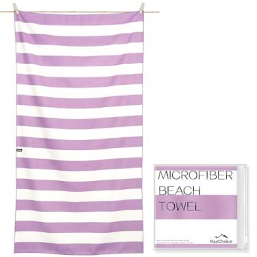 Imagem de Your Choice Toalha de praia de microfibra de secagem rápida sem areia para adultos e crianças - grande, compacta, leve, absorvente - toalha de banho - lilás Lombok, toalha de praia extragrande 67x35