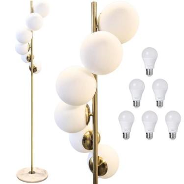 Imagem de Luminária Piso Chão 162Cm Jabuticaba 6 Globos Mármore Gimpo