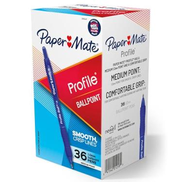 Imagem de Paper Mate Caneta esferográfica retrátil com ponta média (1,0 mm) azul, 36 unidades