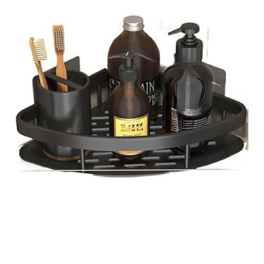 Imagem de Prateleiras para banheiro, Prateleira triangular de canto para chuveiro-Prateado(Triângulos-preto-KIT 3)