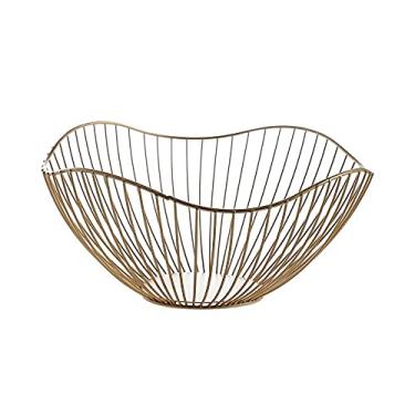 Imagem de Cesta de frutas de mesa cesta de frutas de ferro de cozinha cesta de armazenamento cesta de frutas doméstica tigela de frutas para cozinha sala de estar (cor: ouro, tamanho: L)