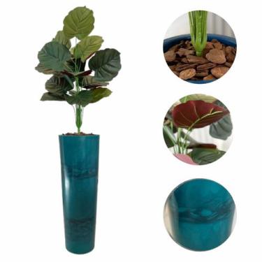 Imagem de Planta Artificial Caladium Costela Filodendro Vaso Alto - FlorImp