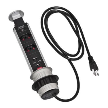 Imagem de Torres de Tomadas 2 Tomadas + 2 USB Renna Com Usb Mesa Embutir Escritó