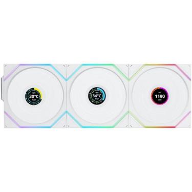 Imagem de Kit 3 fan 120mm argb lian li uni fan tl wireless lcd branco 12tllcd1w3