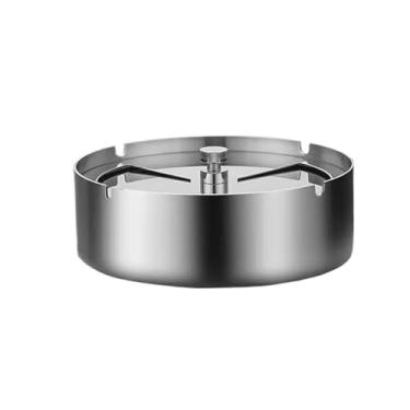 Imagem de Cinzeiro Cinzeiro, cinzeiro à prova de vento moderno de aço inoxidável com tampa, bandeja de cinzas de cigarro de mesa para uso interno ou externo, suporte de cinzas de tamanho grande, bandeja de cinz