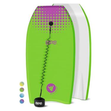 Imagem de Bodyboard BPS 33" 'Shaka' – Placa Boogie de alto desempenho super leve para crianças adultos – controle de velocidade máxima melhorado deslizamento perfeito em ondas – com correia de pulso (verde, roxo)