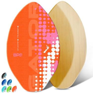 Imagem de Skimboards BPS 'Gator' com almofada de aderência de EVA colorida e revestimento transparente de alto brilho | placa de esqui de madeira com almofada de aderência para crianças e adultos | Escolha entre 3 tamanhos e cores de almofada de tração, Orange w/ White Accent, 30 Inch