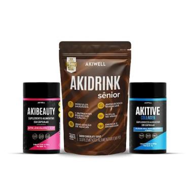 Imagem de Kit Colágeno - 1 Akitive Collagen + 1 Akibeauty + 1 Akidrink - Akiwell