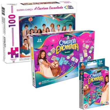 Imagem de 3 Jogos A Caverna Encantada SBT Quebra Cabeça Dominó Memoria - Pais e 