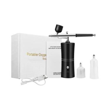 Imagem de Kit Aerógrafo com Compressor Sem Fio - Mini Pistola para Pintura, Pret