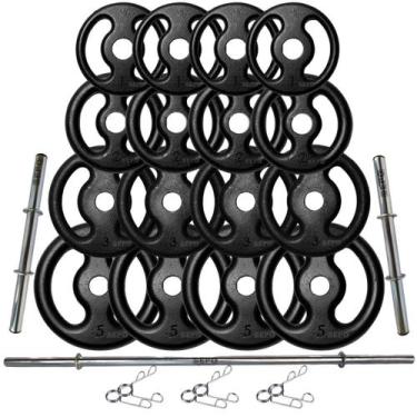 Imagem de Kit de Anilhas e Barras Musculação completo 44 Kg - SEPO