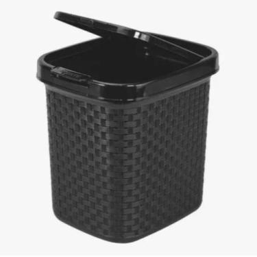 Imagem de Lixeira De Pia Rattan Com Tampa Clique 4.5l Preta - Nitron