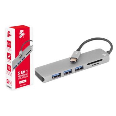 Imagem de Hub Usb Tipo C 5x1 P/ 3 Usb 3.0 + Leitor Sd/tf Original 5+