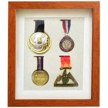 Imagem de Molduras De Fotografiamoldura De Certificado Moldura De Caixa De Medalha Para Exibir Medalhas De Guerra/Militares/Esportivas, Teak Color, 9 holes 33 * 45