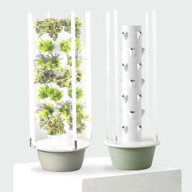 Imagem de Flora Torre De Jardim Hidropônico Interno Com Luzes De Cultivo Led - Sistema Hidropônico Autoirrigável Com Bomba, Adaptador E Vasos De Rede Para Cultivo De Ervas E Vegetais