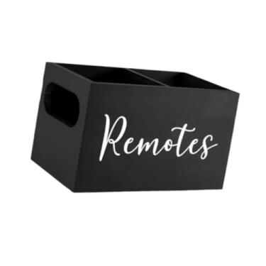 Imagem de IEUDNS Suporte para controle remoto, organizador de controle remoto, suporte rústico para mesa, sofá, cama, mesa de cabeceira, Preto
