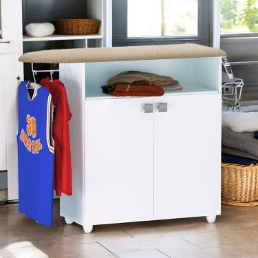 Imagem de Passadeira De Roupas Com Armário E Tábua De Passar Bianca Max Branco- Mabe Magazine