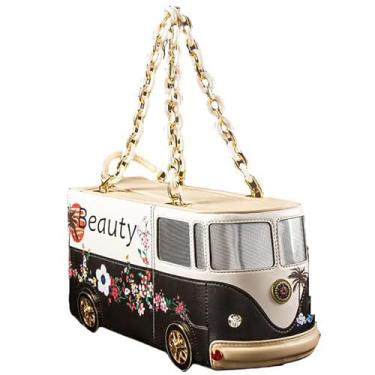 Imagem de Lyuxhetaokdiq Bolsa feminina de couro PU em forma de carro com corrente de ombro, 2, preto, Large