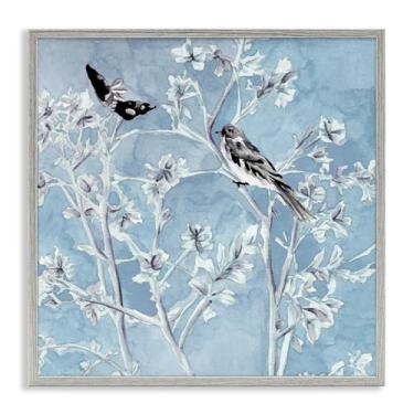 Imagem de Stupell Industries Par de pássaros serenidade cunhada cinza emoldurado giclée design de arte por Melissa Wang, 43 x 43 cm