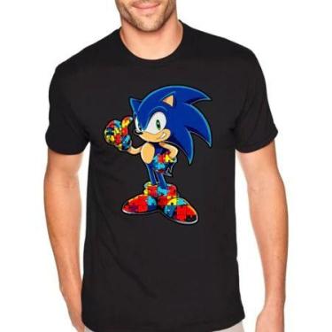 Imagem de Camiseta Autismo sonic Blusa infantil e Adulto Autismo 100% Algodão 30