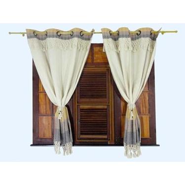 Imagem de Cortina Para Janela Tecido 100% Em Algodão 2 Folhas 1,80x2,60 COR CARAMELO