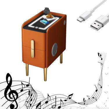 Imagem de Mesa de cabeceira de cabeceira de noite estreita inteligente com estação de carregamento sem fio, alto -falante BT, porta USB, luzes LED ajustáveis, gavetas de armazenamento, madeira maciça,