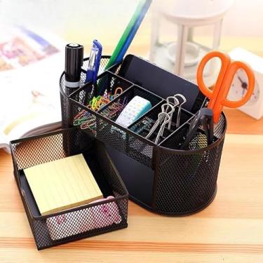 Imagem de Porta Lápis + Porta Treco Organizador de Mesa de Escritório Kit caneta metal aramado