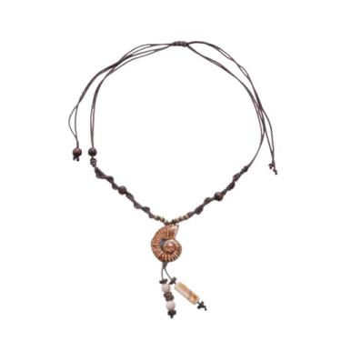 Imagem de Colar feminino com pingente de concha boêmia, vintage, grosso, pedra, borla, praia, oceano, corrente ajustável, Adjustable, Cerâmica, Sem Pedra Preciosa