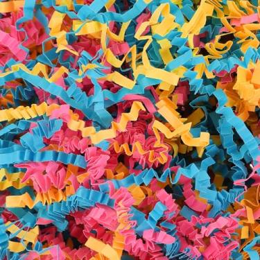 Imagem de PATIKIL Papel enrugado de 100 ml, papel de almofada de grama para casamento, aniversário, noivado, Natal, artesanato, caixas de presente, sacos de enchimento, amarelo/rosa vermelho/azul