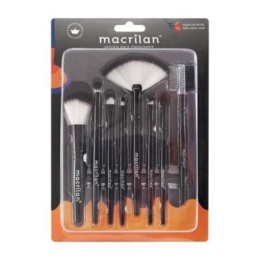 Imagem de Kit de Pincéis para Maquiagem Macrilan - 8 Unidades, Cerdas Macias e Denas, Preto - Excelente Custo-Benefício