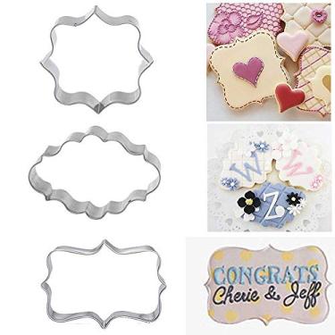 Imagem de Cortador de biscoitos, utensílio de cozinha, moldura de placa de aço inoxidável, cortador de biscoito de pastelaria, fondant de bolo, molde para cortadores de panqueca (conjunto de 3)