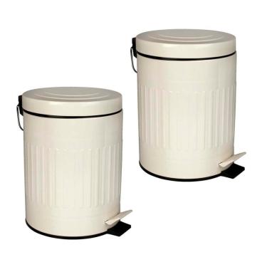 Imagem de Kit 2 Lixeira Com Pedal E Balde 5 Litros Inox Retrô Mor