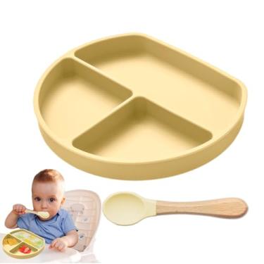 Imagem de Rrlihjgu Pratos de Silicone para Bebês - Prato De Silicone Com Ventosa Para Bebês - Utensílio Para Cadeirão, Refeições Em Família, Casa, Jantar Ao Ar Livre e Amigos