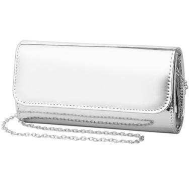 Imagem de Bolsa clutch nude feminina vermelha de couro envernizado bolsa envelope de couro envernizado preto para festa de casamento, presente de viagem, Prata 018