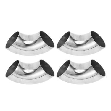 Imagem de Motoforti 4 peças 90 graus mandril curva cotovelo carro modificado tubo de escape tubulação 6.0 cm espessura OD 2mm/14GA 60x152x2.0mm 304 tom prata aço inoxidável 304
